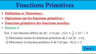 Fonctions primitives  définition et exercice corrigé  2bac [upl. by Hope]