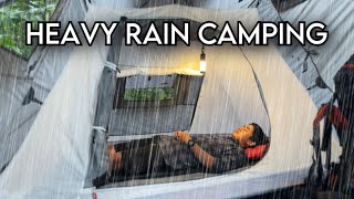 ALONE IN HEAVY RAIN WITH AUTOMATIC TENT  SOLO CAMPING HEAVY RAIN [upl. by Ardnaeed399]