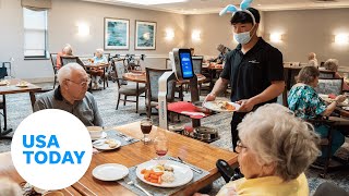 Robots serve up hightech dining experience in Pennsylvania nursing home  USA TODAY [upl. by Dorraj]