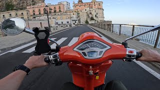 Amalfi to Ravello riding Vespa POV Amalfi coast Italy [upl. by Nolie]