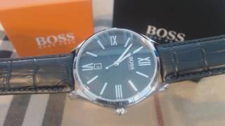 Mens Black Hugo Boss Ambassador Leather Strap Watch 1513022 [upl. by Henarat]