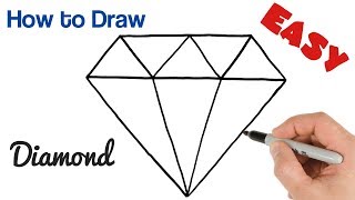 How to Draw a Diamond Easy Step by Step [upl. by Nwahsear]