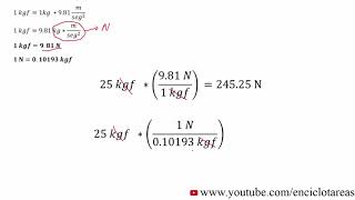 Conversión de Unidades  Fuerza  KilogramoFuerza a Newton [upl. by Sheff446]