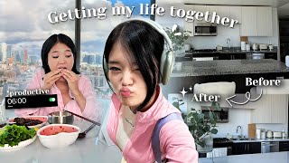 GETTING MY LIFE TOGETHER depression being productive✨ kitchen MAKEOVER selfcare workout [upl. by Auqenwahs672]