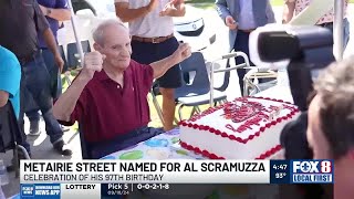 quotCrawfish Kingquot Al Scramuzza celebrates 97th birthday with street named in his honor [upl. by Beltran]