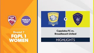 FQPL 1 Women Round 7  Capalaba FC vs Broadbeach United Highlights [upl. by Roach]