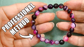 How To Make A Beaded Elastic Bracelet  No Glue Professional Method  Easy DIY jewelry tutorial [upl. by Peacock]