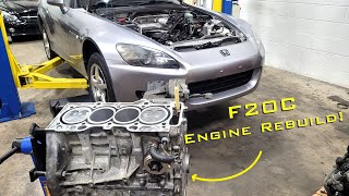 Rebuilding a blown Honda S2000 Engine F20C Rebuild [upl. by Aramanta]