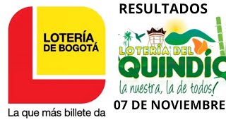 quot📢 RESULTADOS LOTERÍAS Y CHANCES HOY 🔥 Lotería de Bogotá y Quindío  Jueves 7 de Noviembre 2024 🚀 [upl. by Naeerb]