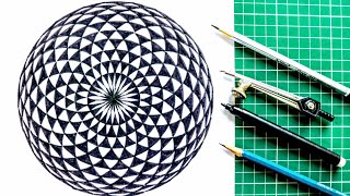 How to draw Geometrical eye Geometric design Rainbow Art [upl. by Euqinad695]