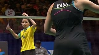 Tine Baun v Ratchanok Intanon WSF Yonex All England Open Champ2013 [upl. by Dnalyk487]