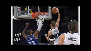 LeBron James BLOCKS Jake Laymans Dunk Attempt Timberwolves vs Lakers March 16 2021 [upl. by Ecitnirp]