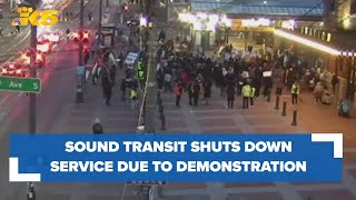 Sound Transit shuts down light rail line due to proPalestine demonstration [upl. by Wassyngton68]