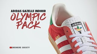 OLYMPIC PACK 2024 Adidas Gazelle Indoor  DETAILED LOOK  PRICE [upl. by Suivatram]