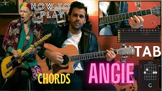 Angie  Guitar Cover Tab Lesson How To Play Solo Rolling Stones W Taylor 414 amp Fractal Fm3 [upl. by Adnofal124]