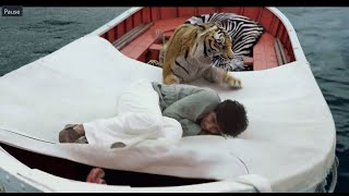 Pi Vs Tiger  Pi attacked by Tiger  Life Of pi 2012 Movie CLIP HD [upl. by Geof]