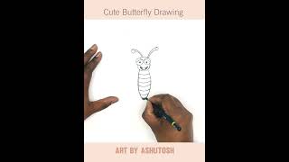 Butterfly Drawing for beginner  Simple amp Easy  Art By Ashutosh  024 [upl. by Floro]