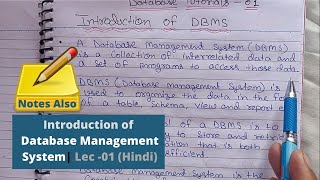 Introduction of DBMS  Database Management System  Lec 01 Hindi [upl. by Tay]