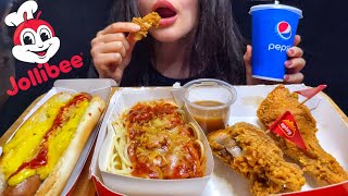 ASMR JOLLIBEE FILIPINO FOOD MUKBANG No Talking EATING CHICKEN  SPAGHETTI  HOTDOG [upl. by Adley]