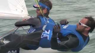 470 Class Sailing Action with Olympic Silver Medallist Luke Patience and Elliot Willis [upl. by Annahc]