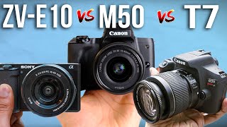 Sony ZVE10 vs Canon M50 Mark ii vs Canon T7  Which Is Better [upl. by Rhyner602]