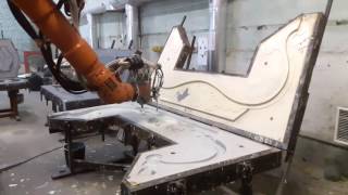 Spraying polyurethane by robot [upl. by Eceinahs]