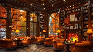 Crackling Fireplace with Jazz Relaxing Music at Cozy Coffee Shop Ambience  Smooth Jazz Instrumental [upl. by Barby141]