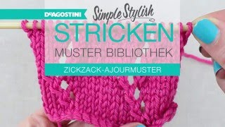 Simple Stylish StrickenTutorial Musterbibliothek 48 ZickzackAjourmuster [upl. by Jordain38]