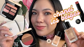 NEW FULL FACE OF CHANEL LES BEIGES Chanel Les Beiges Healthy Glow Foundation Eyeshadow and more [upl. by Leveridge623]