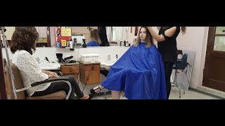 8155 Part 2 Melanie drycut dry haircut in barbershop barberchair [upl. by Janene]