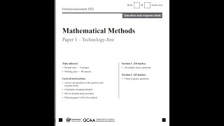 Maths Methods QCAA external exam 2023 tech free Q1113 [upl. by Htebarual837]