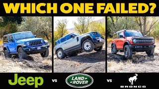 4x4 Torture Test Defender v Bronco v Wrangler  Which Is the BEST OffRoader [upl. by Schuman156]