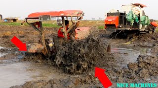 Tractor Kubota MU5702 Sinking In Mud Water Crazy Tractor Stuck In Mud Homemade Forwarder [upl. by Carman]