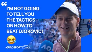 Jannik Sinner stuns defending champion Novak Djokovic to reach final 🤩  Australian Open 2024 🇦🇺 [upl. by Ainerbas]