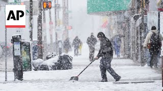 Winter storm hits Northeast closing schools and cancelling flights [upl. by Nylrehc]