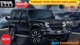 Mahindra Thar Roxx  Pricing explained VARIANT wise  thesuv tharroxx [upl. by Megan116]