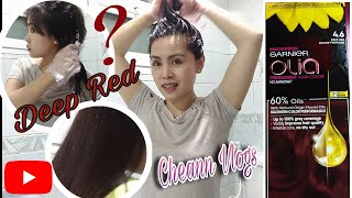 Deep Red Garnier Olia Hair Dye  Cheann Vlogs [upl. by Spohr]