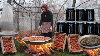 How to make molasses from harvested Red persimmon  Making molasses in the village [upl. by Stacia]