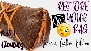 Louis Vuitton Vachetta Cleaning  Clean my LV collection with me  RESTORE YOUR BAG [upl. by Creedon256]