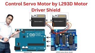 SERVO MOTOR CONTROLLING USING L293D MOTOR DRIVER SHIELD [upl. by Laram716]