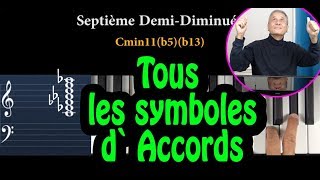 Connaitre tous les Symboles daccords piano jazz pour accompagner une mélodie Tuto Cours de piano [upl. by Oirad737]