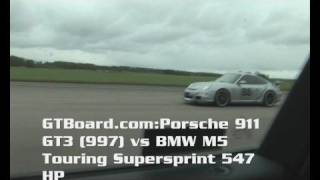 Porsche 911 GT3 997 vs BMW M5 Touring Supersprint  m5boardcom [upl. by Nysila]