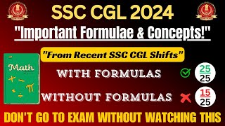 quotSSC CGL 2024 Important Formulae 🔥 amp Concepts from Recent Shifts  Analysis  Exam Revisionquot ssc [upl. by Goodspeed605]