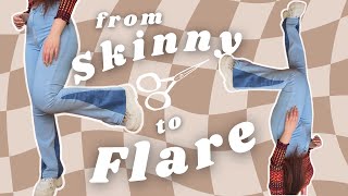 Flared Jeans DIY  what to do with skinny jeans ep 1 [upl. by Lenahtan]