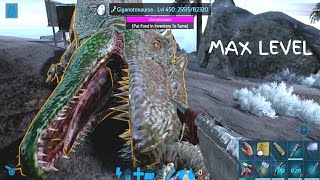 Ark Mobile Max Lvl Giganotosaurus Taming  Base Tour  Tranquilizer Dart  HardcoreBrutal Ep  32 [upl. by Newra]