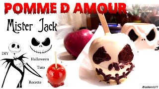 Pomme d amour quotMister Jackquot au chocolat recette DIY Halloween tête de squelette façon Disney [upl. by Barabbas258]