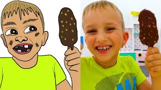 Vlad and Niki pretend play cooking fruit ice cream l funny drawing meme [upl. by Maloney]