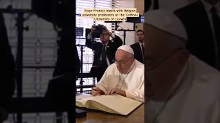 Pope Francis meets with Belgian university professors at the Catholic University of Leuven [upl. by Arammahs427]