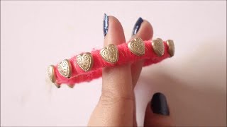 DIY Bangles  Beautiful Yarn Bangles  Navratri Special Bangles  Art with HHS [upl. by Lyrrehs]