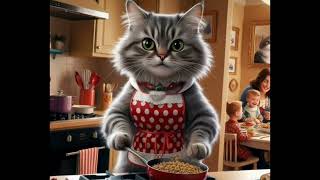 Mommy cat cooking food  Trending miaw miaw song  AI Cat stories  Miaw miaw song [upl. by Narayan]